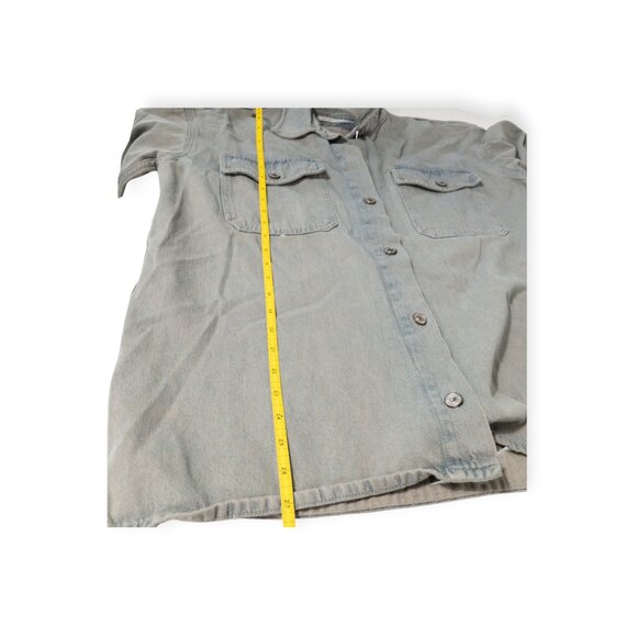 We The Free Button Down Denim Shacket SZ S Boho Western Shirt Baggy - Picture 11 of 12